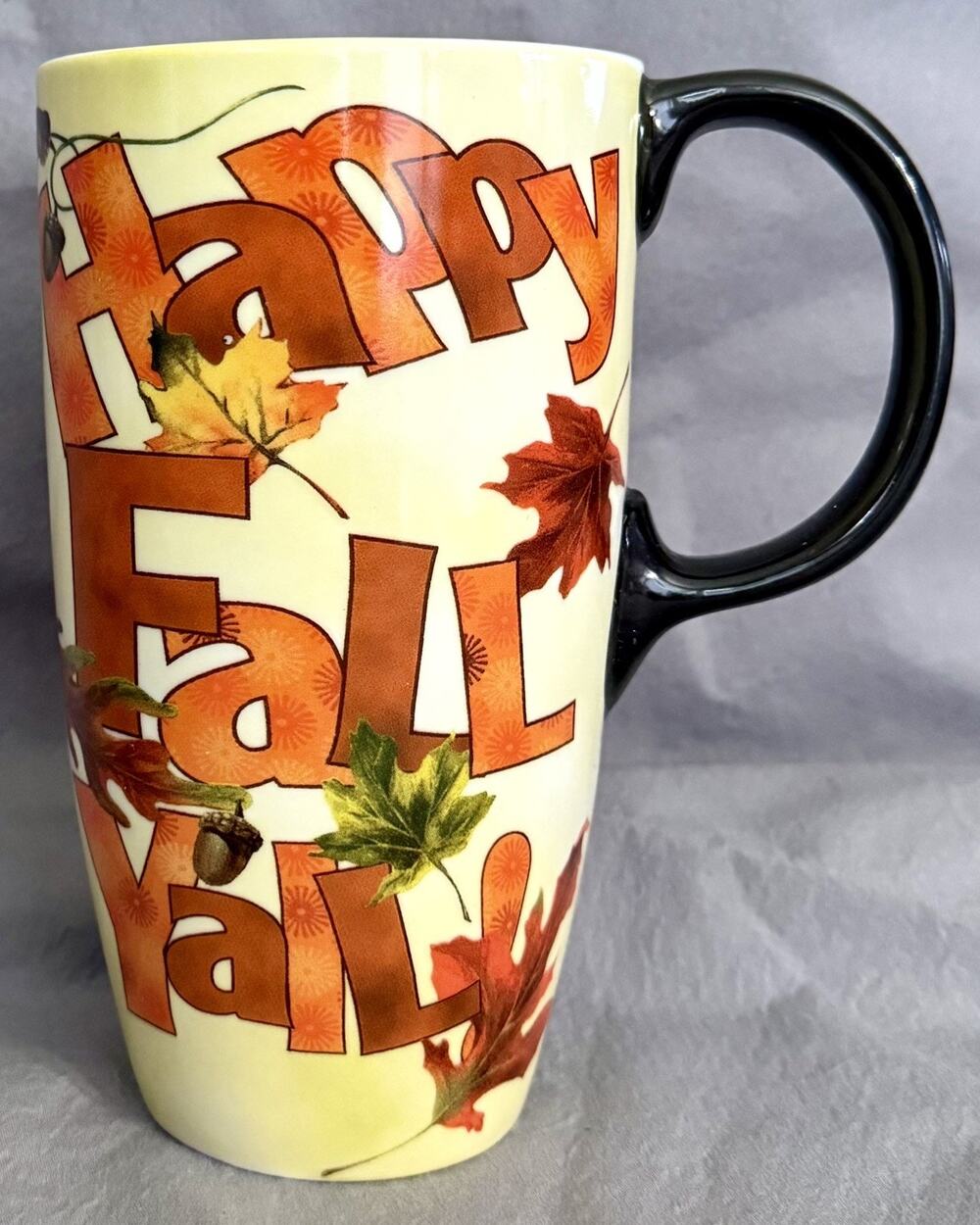 Supersize Large Mug Autumn Seasonal Halloween Leaves Acorns “Happy Fall Y'all”